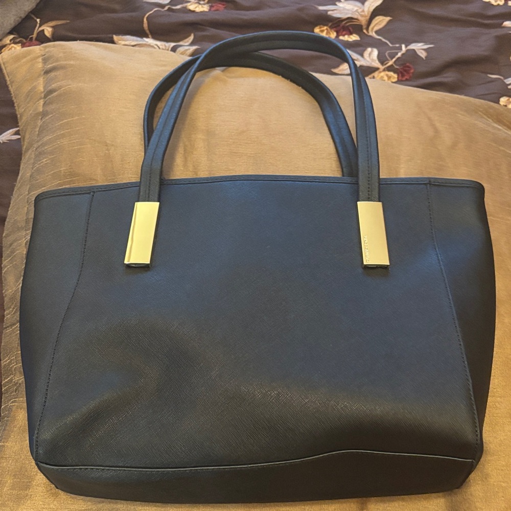 Vince Camuto Black Tote with Gold Accents - Picture 1 of 8